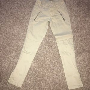 Forever 21 Khaki Zip Bottom Fitted Pants